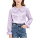 thumbnail image 1 of Odeerbi Camisa de Vestido de Algodón Para Niñas Peter Pan Collar Ruffle Camisas de Uniforme Escolar de Manga Larga, 1 of 6