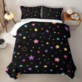 thumbnail image 2 of Manfei Dreamy Colorful Stars Quilt Full,Kawaii Cartoon Theme Full Bedspread Sets,Black,Black Reversible,3-Piece,1 Coverlet and 2 Pillowcases, 2 of 7