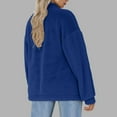thumbnail image 4 of Rohuuque Women's Fleece Jacket Solid Color Plush Top with Button Long Sleeve Stand Collar Sweatshirts with Pockets Blue, 4 of 6
