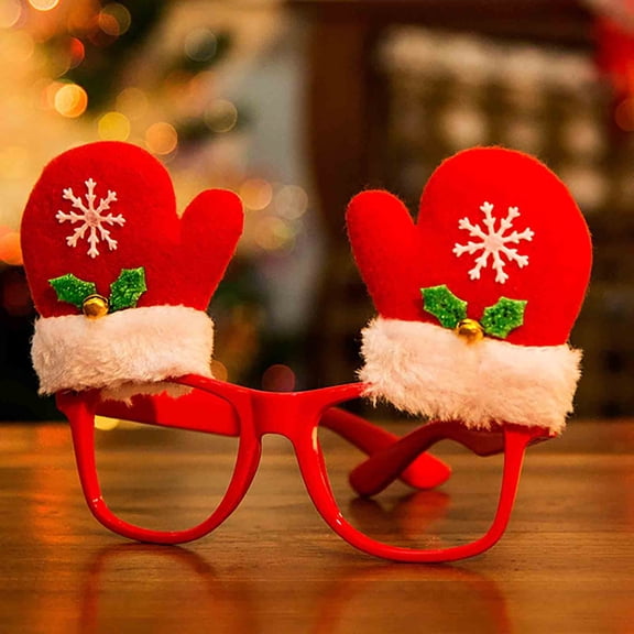YOHAVEN Christmas Santa Snowman Rimless Glasses, Festive Holiday Party Frames, Santa Hat and Antler Styles, Photo Booth and Party Decoration, Fun Seasonal Accessory