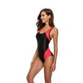 thumbnail image 3 of Sociala Women's Splice One-Piece Athletic Swimsuit Print Unitard Swimwear, 3 of 4