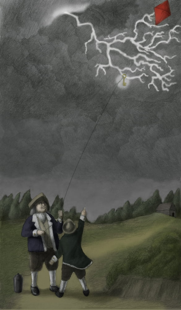 Ben Franklin Kite and Key Experiment Poster Print by Spencer