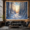 thumbnail image 6 of Snowy Forest Path with Evergreen Trees and Mountain Sunrise, Serene Rustic for Nature Lovers, Winter Nature Wall Art, Christmas Gift, Tapestry Wall Hanging for Bedroom and Living Room, 6 of 7