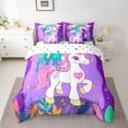 thumbnail image 2 of Manfei Cute Colorful Unicorn 7-Piece Bedding Comforter Set,Cartoon Animal King Bedding Sets,Graffiti Rainbow Bed Sheets For Girl Kids,Luxury Bedroom Decor Reversible, 2 of 8