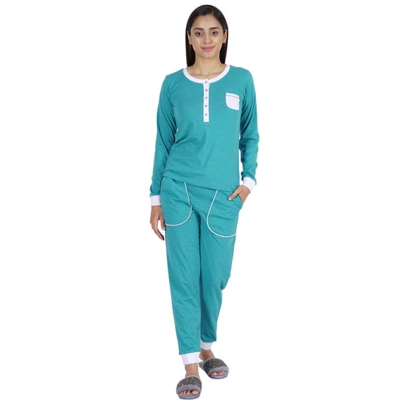 Inkmeso Womens Nightwear Pajamas Set Sleepwear Long Sleeve Top With Pant
