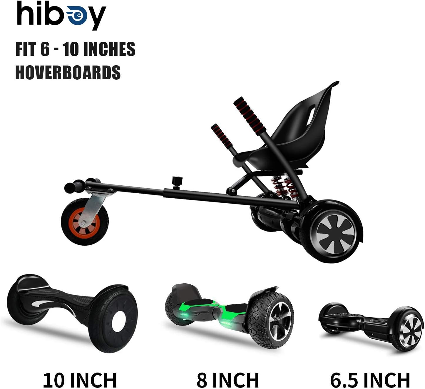 Hiboy Hc02 Hoverboard Seat Attachment With Rear Suspension Go Kart Accessory For 65" 8" 10" Two Wheel Self Balancing Scooter