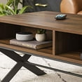thumbnail image 3 of Walker Edison Table Basse Moderne X Jambe avec Rangement Ouvert, Noyer Foncé, 3 of 5