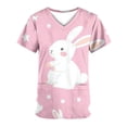 thumbnail image 5 of Otvok Cute Bunny Graphic Tees for Women V Neck Short Sleeve Summer Tops with Pockets Casual Soft Fashion Tunic Blouse Everyday Wear, 5 of 6