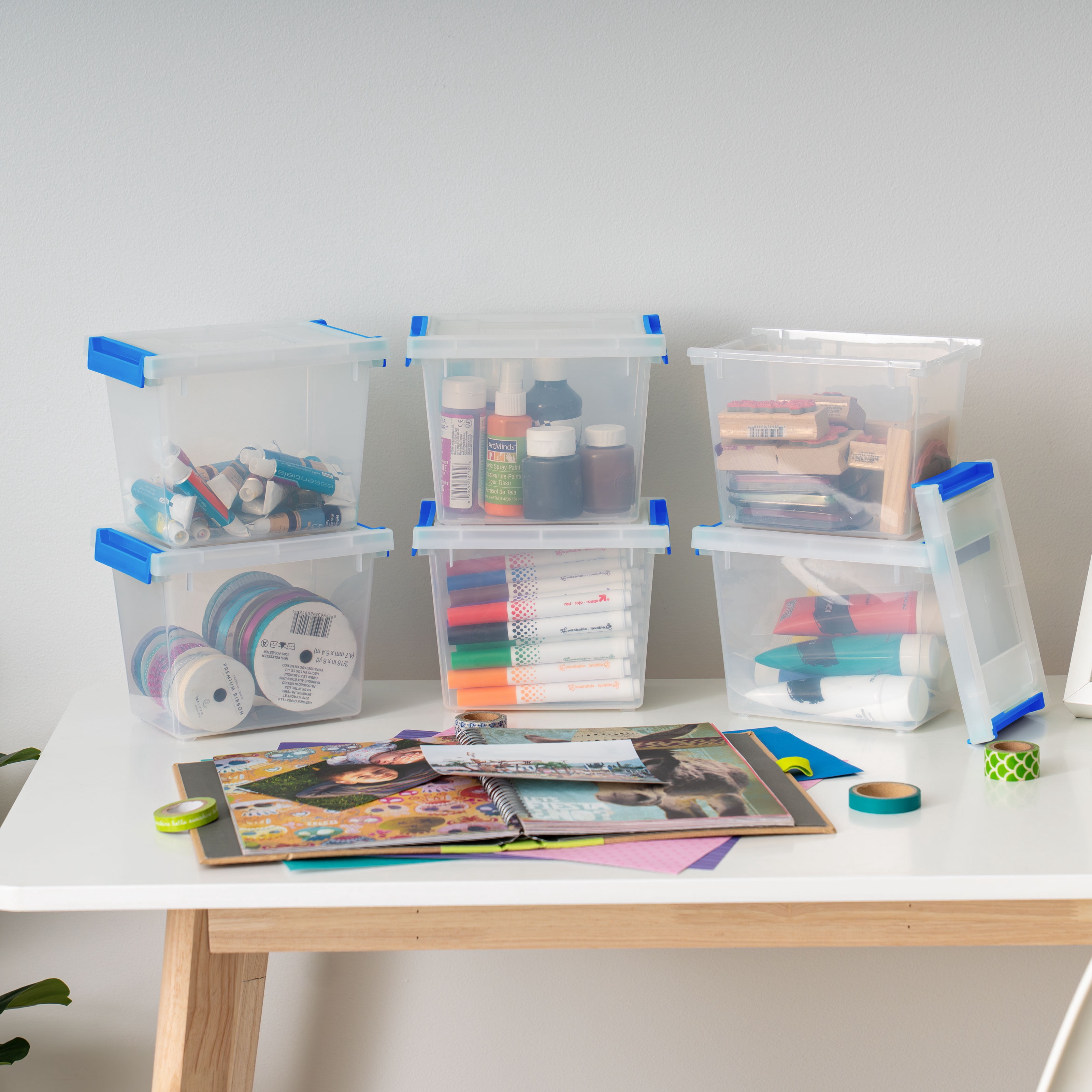 IRIS 3 Qt. Plastic Storage Bins with Lids, Clear Containers, Latching Totes 6Pk