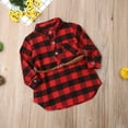 thumbnail image 4 of Kids Little Boys Girls Long Sleeve Button Down Red Plaid Flannel Shirt Dress with Belt 1Y 2Y 3Y 4Y 5Y, 4 of 6