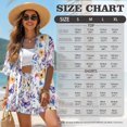 thumbnail image 7 of FKEKYI Purple Yellow Butterfly Print Women's 2 Piece Set Short Sleeve Shirt & Shorts with Elastic Waist Summer Beachwear Soft Vacation Outfits Open Front Top Lounge Set, M, 7 of 7