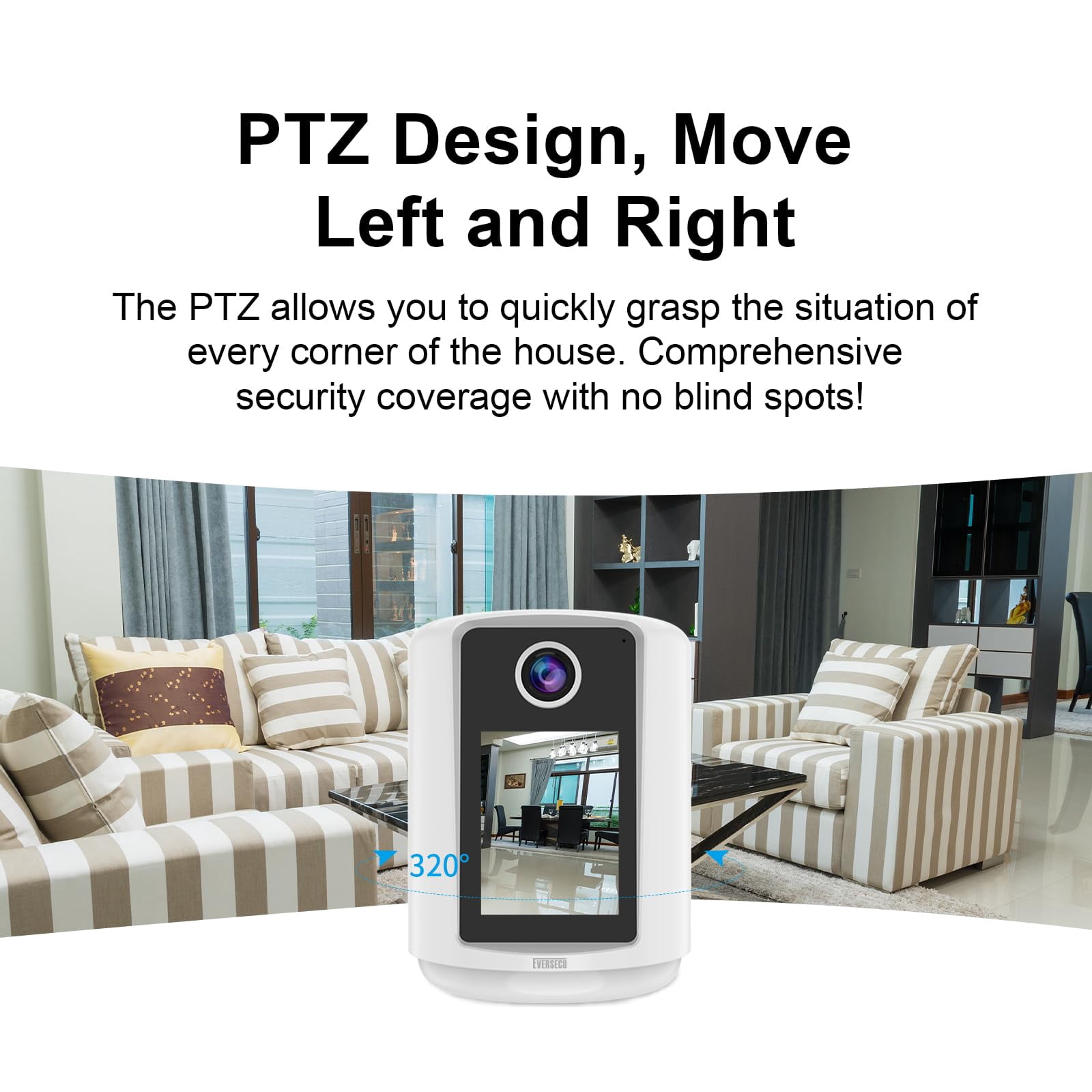 2 Way Video Camera with 2.4" HD Screen Warm Night Light One-Button Video Call 2K HD Resolution Human Detection Auto PTZ Tracking Compatible with Alexa SD Card Cloud Storage(Excluding SD card)