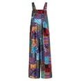 thumbnail image 3 of KelaJuan Women's Summer Overalls, Patchwork Dual Pocket Jumpsuit Loose Floral Print Bohemian Wide Leg Bib S-5XL, 3 of 6