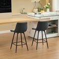 thumbnail image 2 of KERDOM 24" Dining Chairs Set of 2, Modern Kitchen & Dining Room Chairs, Upholstered Faux Leather Dining Chair, Armless Dinner Side Chairs with Sturdy Metal Legs (Gray, Set of 2), 2 of 8