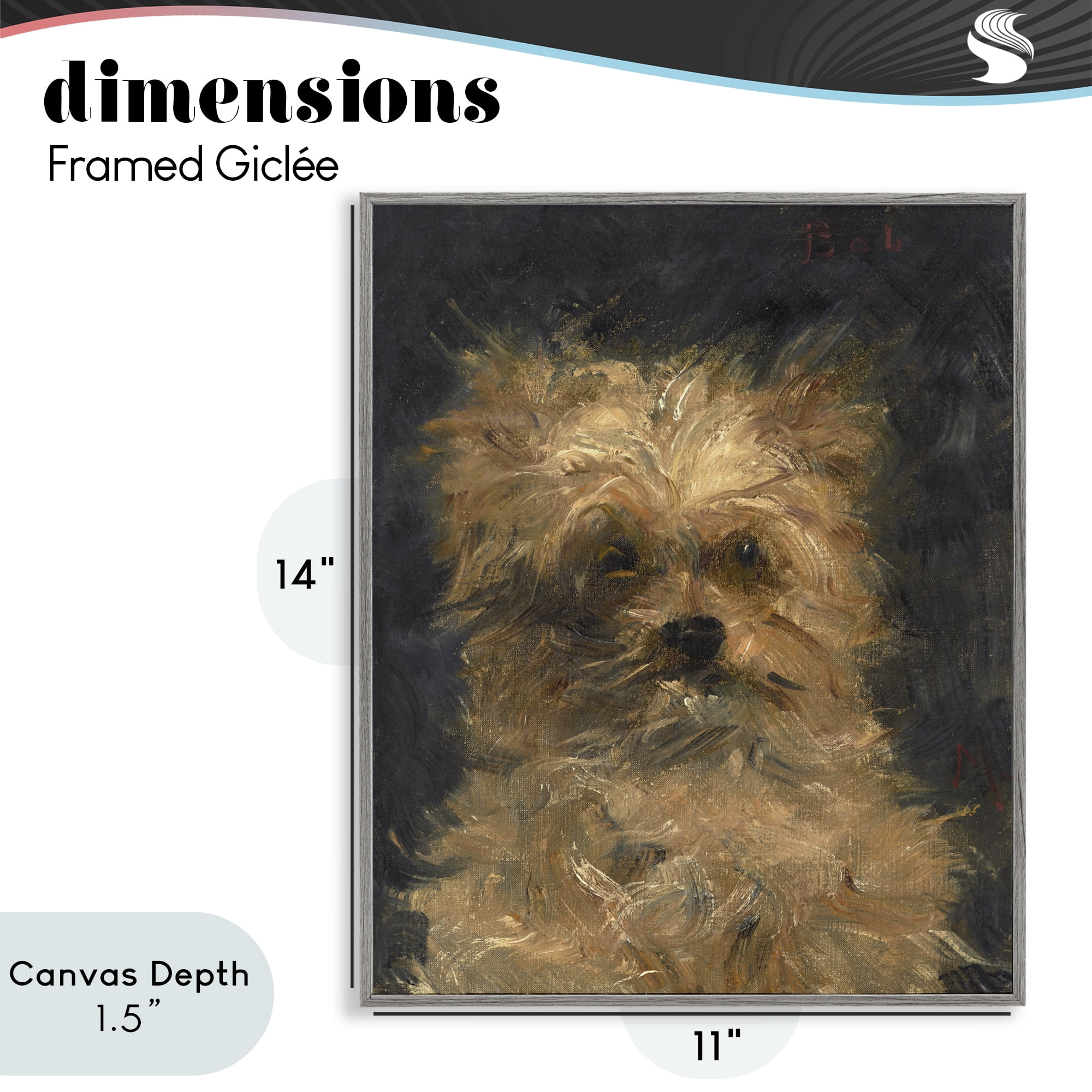 Stupell Industries Edouard Manet Dog Portrait Gray Framed Giclee Art, design by Lil' Rue