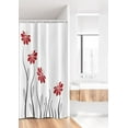 thumbnail image 2 of Flower Stall Shower Curtain, Floral Petals with Striped Leaves and Lines Modern Style Geometrical Design Print, Fabric Bathroom Set with Hooks, 36W X 72L Inches Long, Red and Black, by Ambesonne, 2 of 3