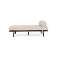 thumbnail image 3 of Modern Beige Fabric Chaise Lounge with Rolled Pillow, Mid-Century Design, Waffle Stitch Upholstery, Rubberwood Frame for Living Room, Bedroom, 3 of 9