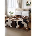 thumbnail image 2 of Cow Patterned Twim XL Size Flat Sheet, Wrinkleproof & Fadeproof Cooling Flat Bed Sheet Only, Vintage Farmhouse Abstract Country Western Breathable Soft Bedding Top Sheets 66 x 102 Inches, 2 of 8