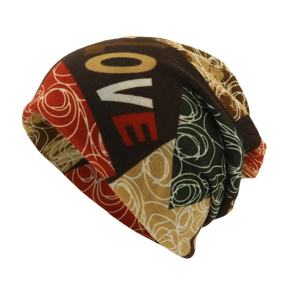 ZHENHONG Beanies for Women Letter Print Beanie Hat Outdoor Convertible Windproof Hats Casual Printed Headwear Khaki