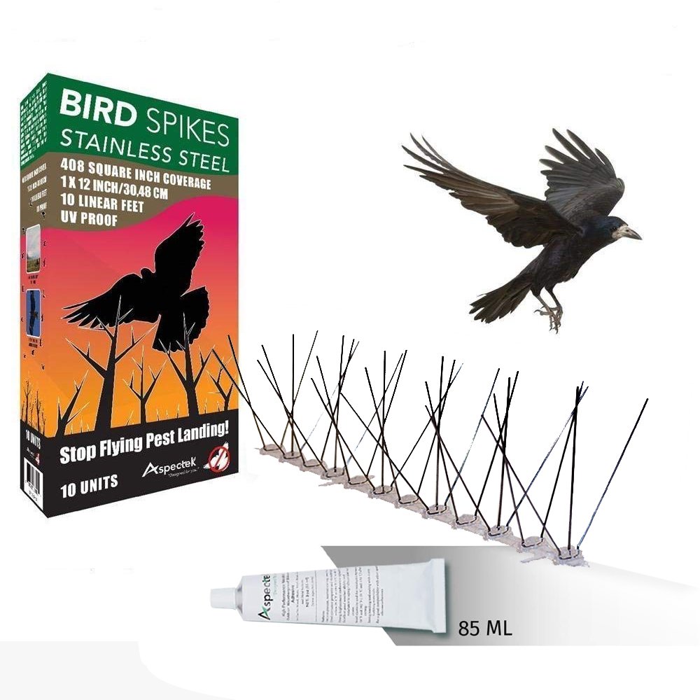 Aspectek Stainless Steel Bird Spikes Kit, 10 Feet Bird Deterrent Kit