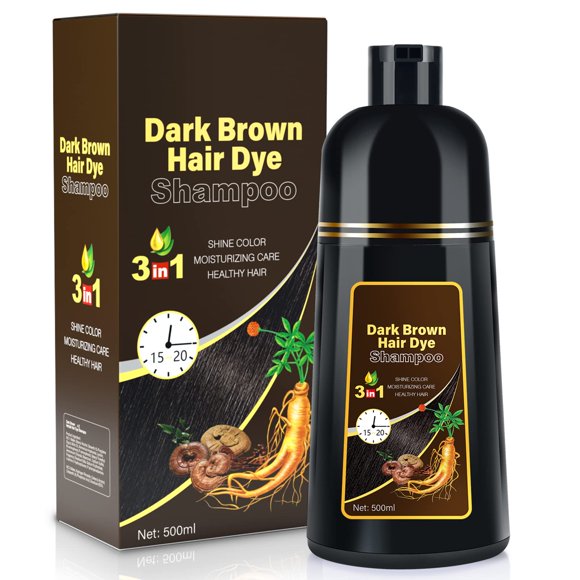 Champú colorante para el cabello IIIMEIDU 3 en 1 a base de hierbas, 500 ml, marrón oscuro