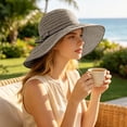 thumbnail image 7 of Cutuoiiu Summer Striped Pattern Wide Brim Bucket Hat for Women, Breathable Woven Sun Hat Decorated With Elegant Bow, Beach Travel Outdoor Vacation Sun Shade Hat, 7 of 7