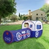 Indoor and Outdoor Foldable Cartoon Train Kids 2 In 1 Pop-Up Play Tent Tunnel Kid Play Game House For Travel Picnic Facility Baby Toy Gift With Carry Bag(Blue)