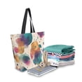 thumbnail image 2 of Open Top Canvas Tote Bag with Zipper Reusable Shopping Bag 13.5x15" Roomy Carryall Teal and Orange Abstract Shapes, 2 of 9