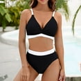 thumbnail image 2 of MSJUHEG Tummy Control Bikini for Women,High Waisted Bikini Sets for Women,Womens Bikini,Summer Swimsuit,Thong String 2 Piece Bikini Set,Knot Front,Strapless Bathing Suits for Women Black S, 2 of 3