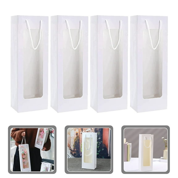 UPOUART Kraft Wine Bags Simple Design Wine Bags Brown 4Pcs