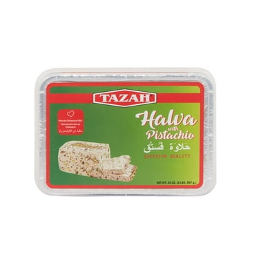 Tazah Halva (Halawa) with Pistachio 2 lb (32 oz) - Nutty & Sweet Delight