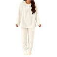 thumbnail image 2 of Ailaofu Women's Plush Fleece Pajama Set,Soft Cozy Pajama for Women Warm Sleepwear Lounge PJS, 2 of 7