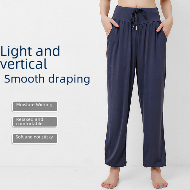 Pantalones deportivos sueltos e informales para mujer, adelgazantes, transpirables, de secado rápido, para bailar, correr, ropa de fitness fina, pantalones con vendaje para los pies, pantalones de