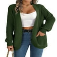 thumbnail image 1 of Womens Open Front Knit Cardigan Long Sleeve Solid Color Pocket Sweater Loose Fall Tops S, 1 of 7