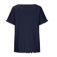 thumbnail image 4 of Wycnly Womens Tops Dressy Casual Summer Crewneck Love Letter Print Tees Love Letter Print Shirts Loose Soft Cotton Linen Casual Tassel Pullover Blouses Navy m Under $5, 4 of 5