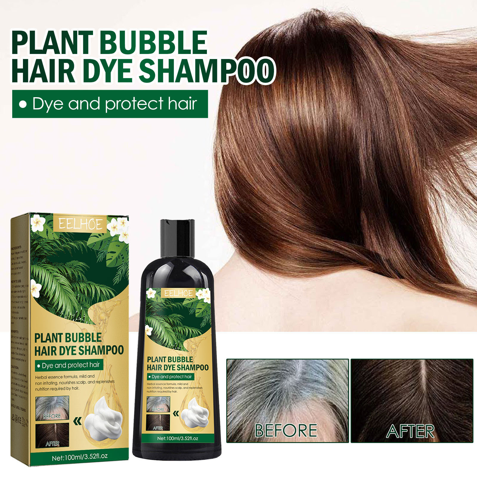 Qepwscx Plant Bubble Hair Shampoo, Instant Plant Bubble Natural Hair
