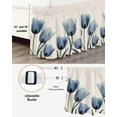 thumbnail image 3 of Blue Tulips Bed Skirt King Size 16" Drop Flowers Minimalist Modern Art Linen Texture Ruffled Wrap Around Bed Skirts Adjustable Elastic Bedskirt Dust Ruffle for King Size Bed, 3 of 7