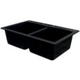 thumbnail image 2 of Transolid Aversa 33in x 22in silQ Granite Drop-in Double Bowl Kitchen Sink with 3 CAB Faucet Holes, in Black, 2 of 4