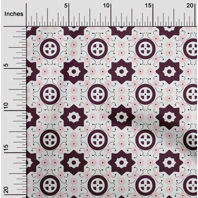 oneOone Polyester Lycra Wine Fabric Geometric Block Fabric For Sewing Printed Craft Fabric By The Yard 56 Inch Wide