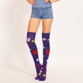thumbnail image 1 of Nvzi 1 par de calcetines hasta el muslo para mujeres y niñas, novedosos calcetines largos de Halloween, divertidos, lindos y coloridos, calcetines altos por encima de la rodilla, rojos, 1 of 2