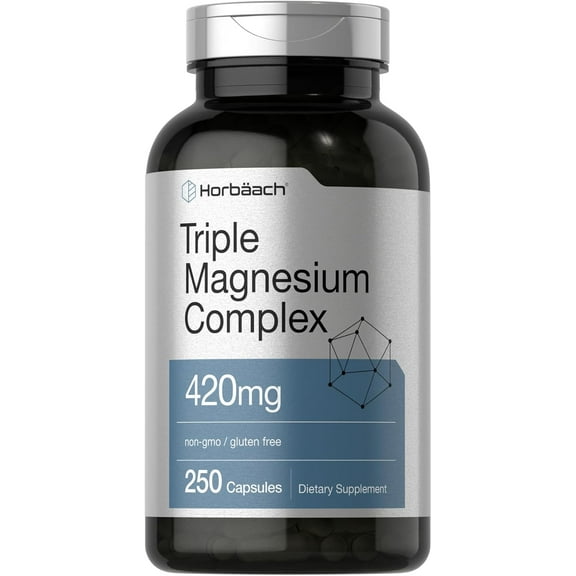 Triple Magnesium Complex | 420 mg | 250 Capsules | For Men and Women | by Horbaach