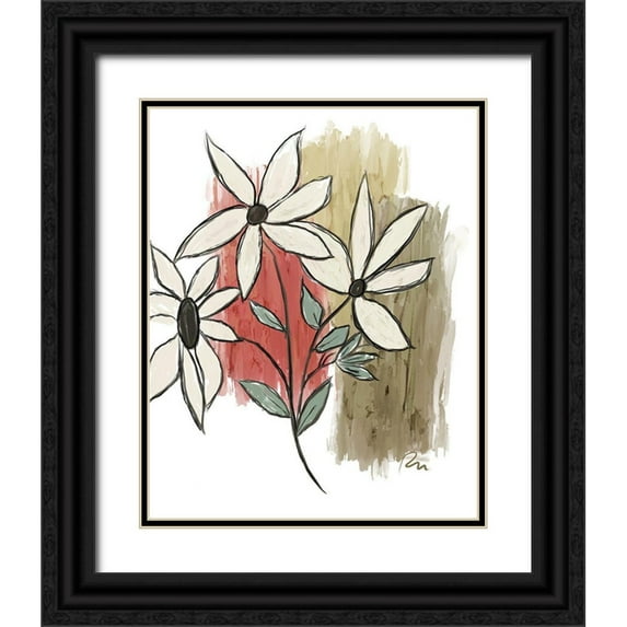 Murdock, Ramona 20x24 Black Ornate Wood Framed with Double Matting Museum Art Print Titled - Patchwork Floral I