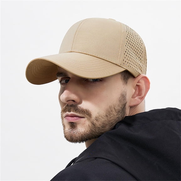 Wuxian Sun Hats For Women Baseball Tennis Caps Solid Color Upf50  Running Golf Sports Quick Dry Mesh Patchwork Classic Unisex Cap Adjustable Strap Breathable Trucker Mens Hat,Beige,One Size