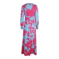 thumbnail image 4 of Qiopertar Mode Femmes Robe d'Été Décontractée Imprimée Col en V Manches Longues Robe Ample Liquidation Moins de 5$ en Solde Accès Anticipé, 4 of 5
