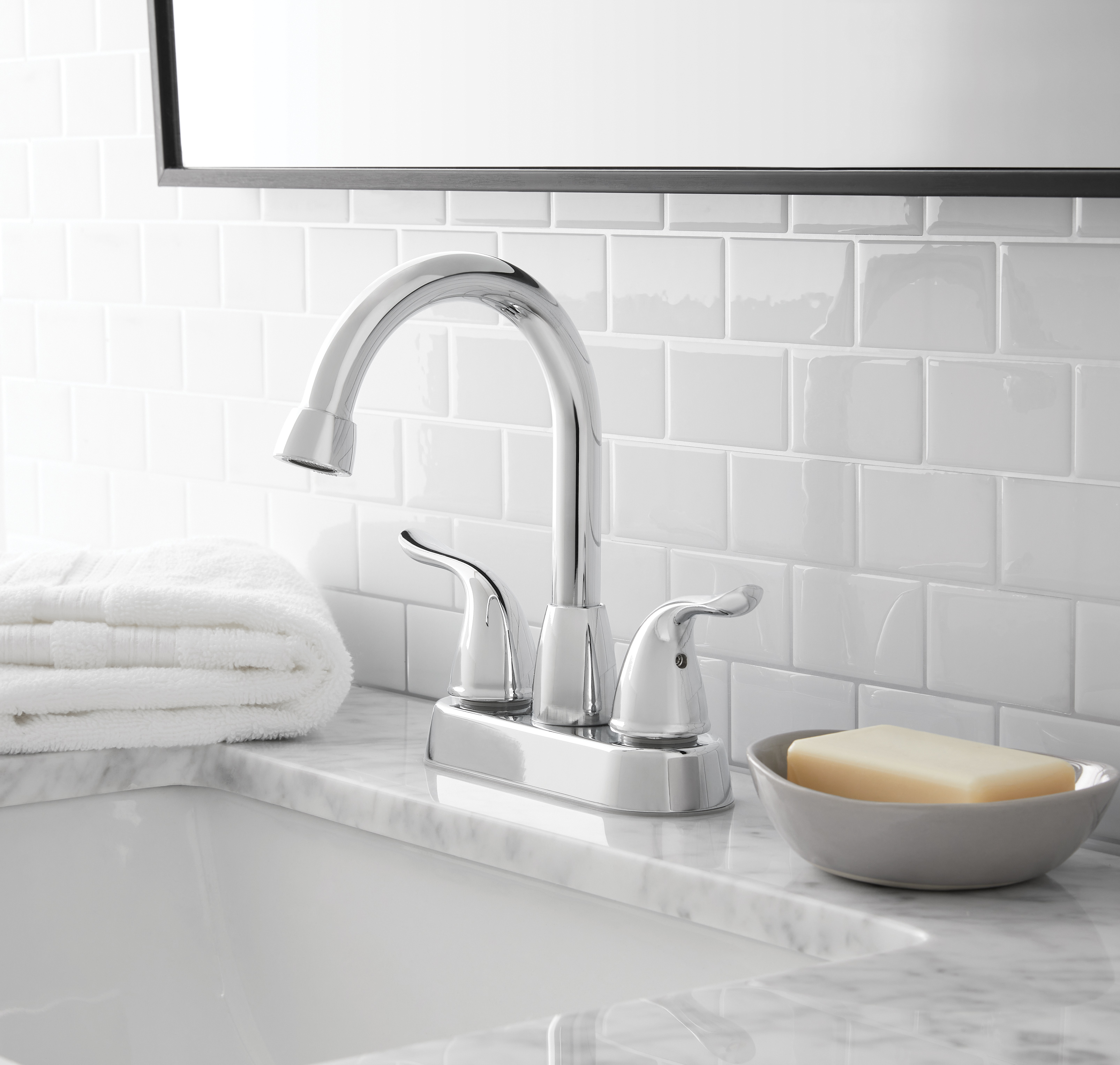 Mainstays 4 Inch Centerset Bathroom Faucet Chrome Dual Handle photo 2