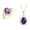 AMETHYST, variant on Women's Yellow Gold Plated Silver Princess Diana Inspired Ring & Pendant Necklace with 18" Chain Gemstone & Diamonds 9X7MM Ruby July Birthstone. 2 PC Perfectly Matched Jewelry. Ring Size 5