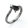 thumbnail image 4 of JeenMata Milgrain Border - 1 Carat Pear Cut Lab Grown Black Diamond and Moissanite - V Shaped Double Stone Engagement Ring - 18K Black Gold Plating over Silver, 4 of 7