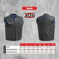 thumbnail image 3 of First Mfg Co - Upside - Men's Motorcycle Biker Riding Black Blue Leather Vest - Extra Large, 3 of 4