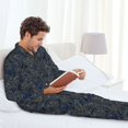 thumbnail image 5 of Bingfone Men's Pajama Set 2 Piece Loungewear PJs, Long Sleeve with Pajama Pants-Golden Peonies, 5 of 7