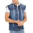 thumbnail image 5 of Skylinewears Men Denim Vest Biker Jean Vest With Hood Sleeveless Trucker Jean Jacket, 5 of 7